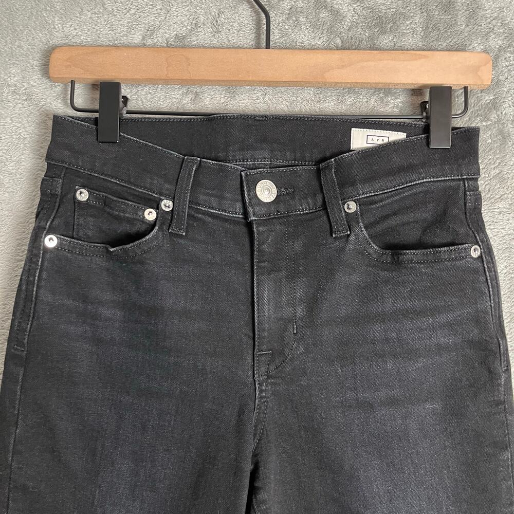 AYR Slim Straight Jeans Nox Black Wash Size 25 Classic Minimalist Preppy Cotton - Picture 6 of 6